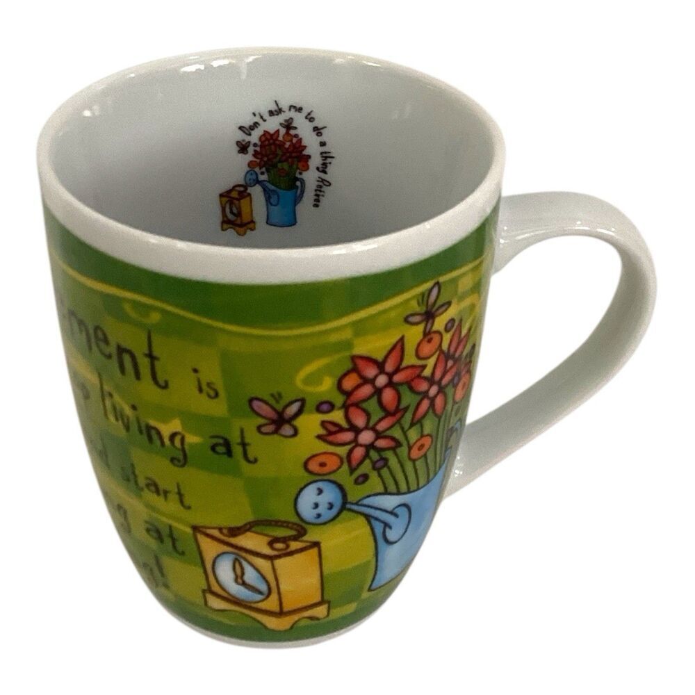 H&H Retirement Fine Porcelain Mug Multicolored Green Floral Congratulations Cup